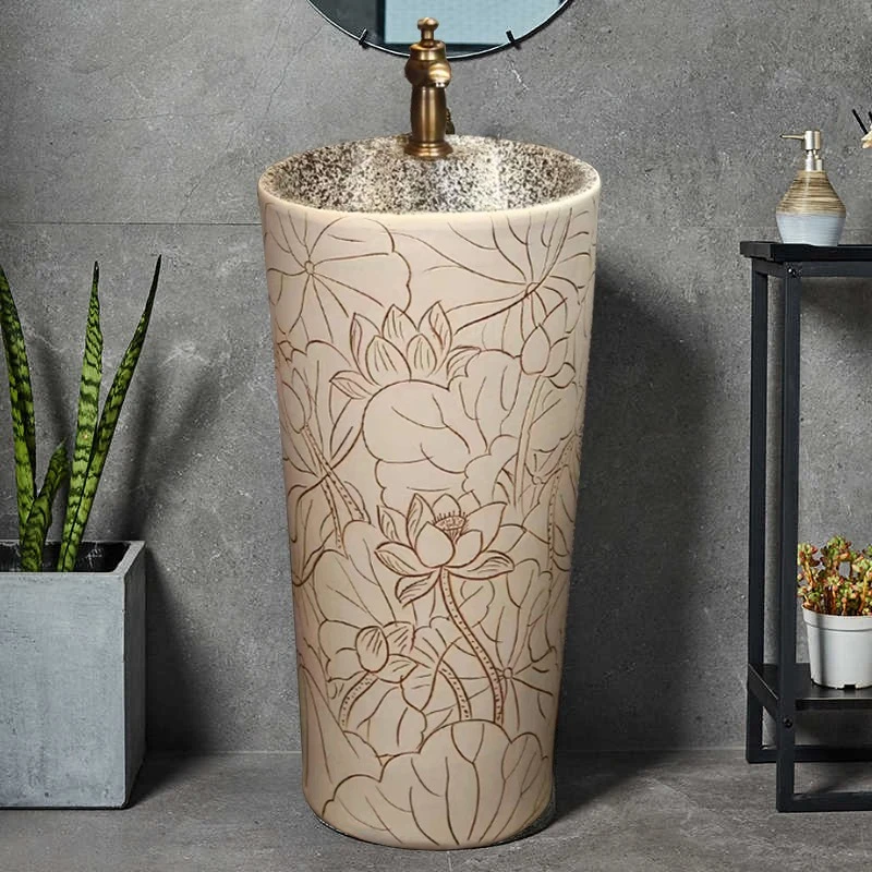 Retro Outdoor Bathroom Sink Courtyard Wash Basin Floor To Ceiling Washbasin Garden Faucets and Sinks Bathroom Fixture Household