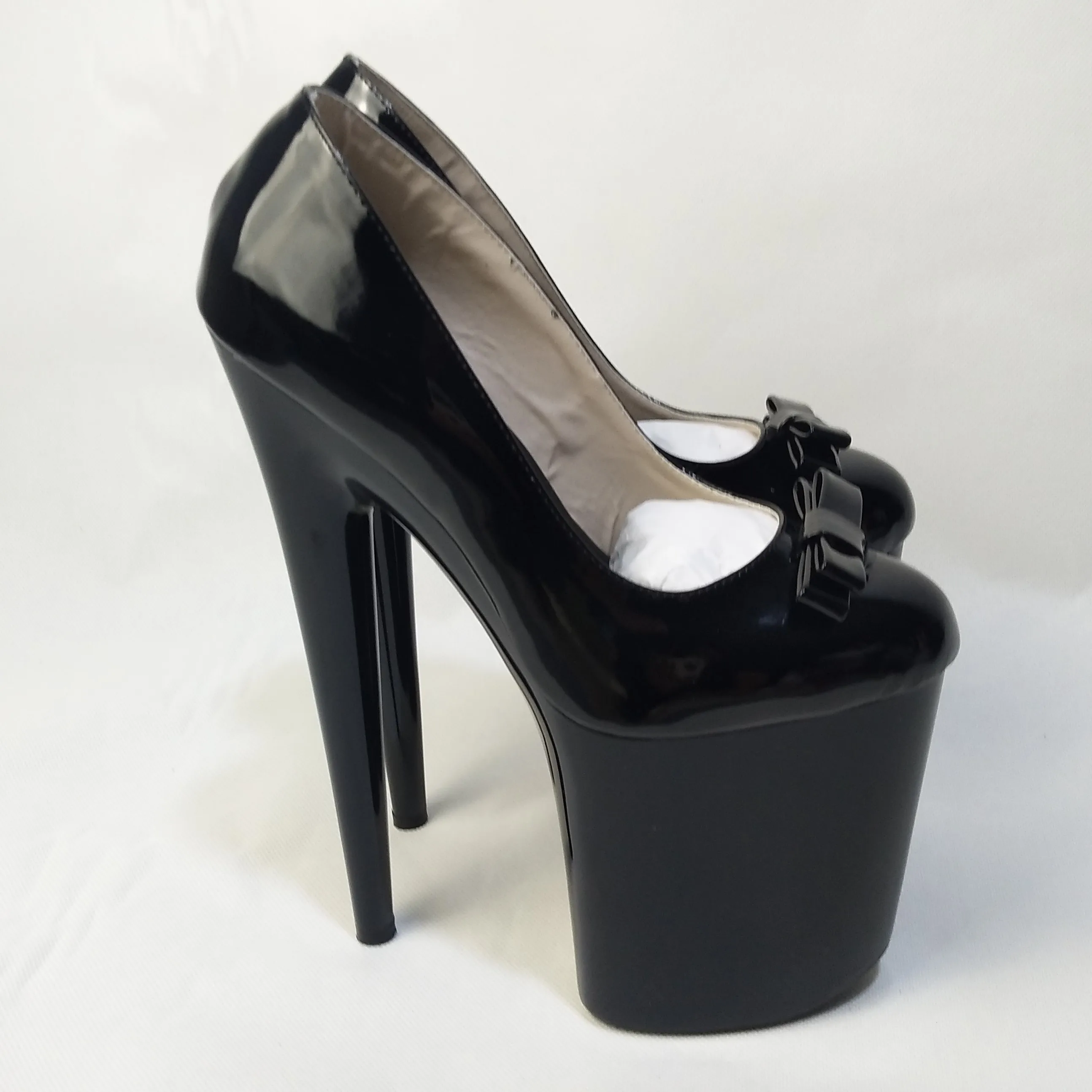 Platform Sexy 20cm Ultra High Heels Pump Shoes Closed Toe 8 Inch High-Heeled Shoes Sexy Black Sole dance shoes