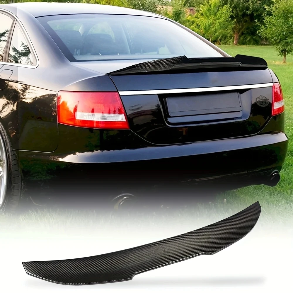 Hot Carbon Fiber A6 C6 Sedan S6 Rear Trunk Spoiler Bumper Wing For Audi A6 Sline C6 S6 2008 2009 2010 2011 HighKick Rear Spoiler