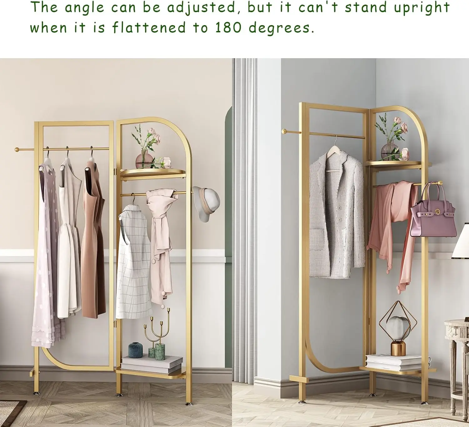 Gold Metal Clothing Racks,Heavy Duty Freestanding Clothes Racks Coat Rack for Hallway Entryway,Design Unique Garment rack