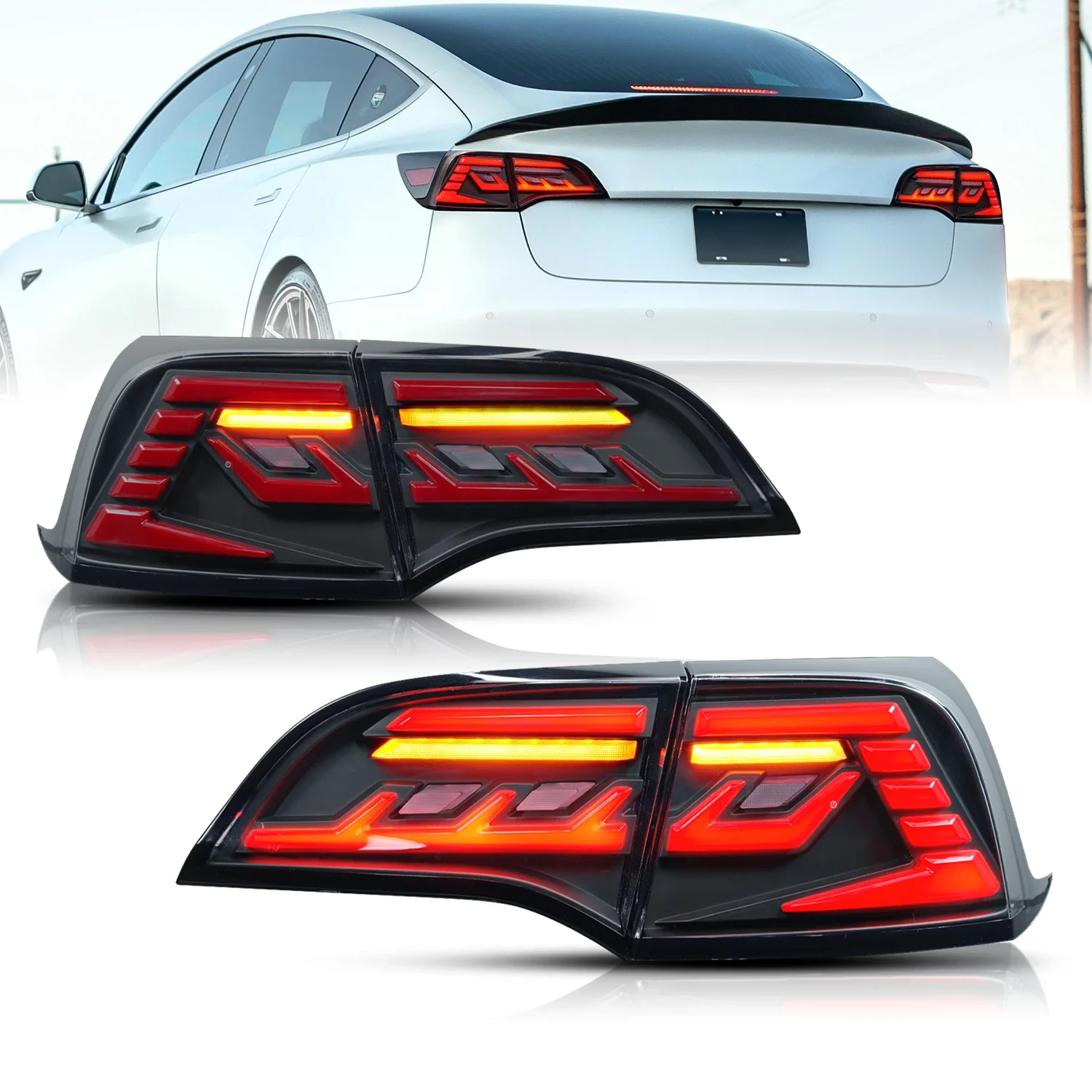 

ApolloArchaic For Tesla Rear Light 2017-2020 Tesla Model 3/Y Taillight Model Star Type Taillight With Sequential Turning Signal