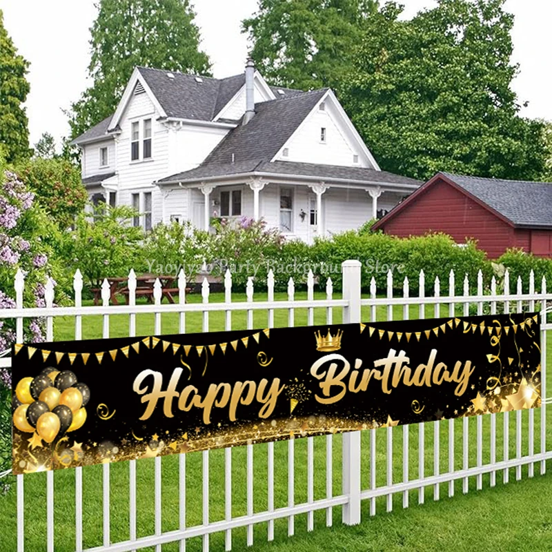 

Gold Glitter Banner Happy Birthday Decor 30 40 50 Years Old Birthday Party Banner Gold Black Anniversary Birthday Party Supplies