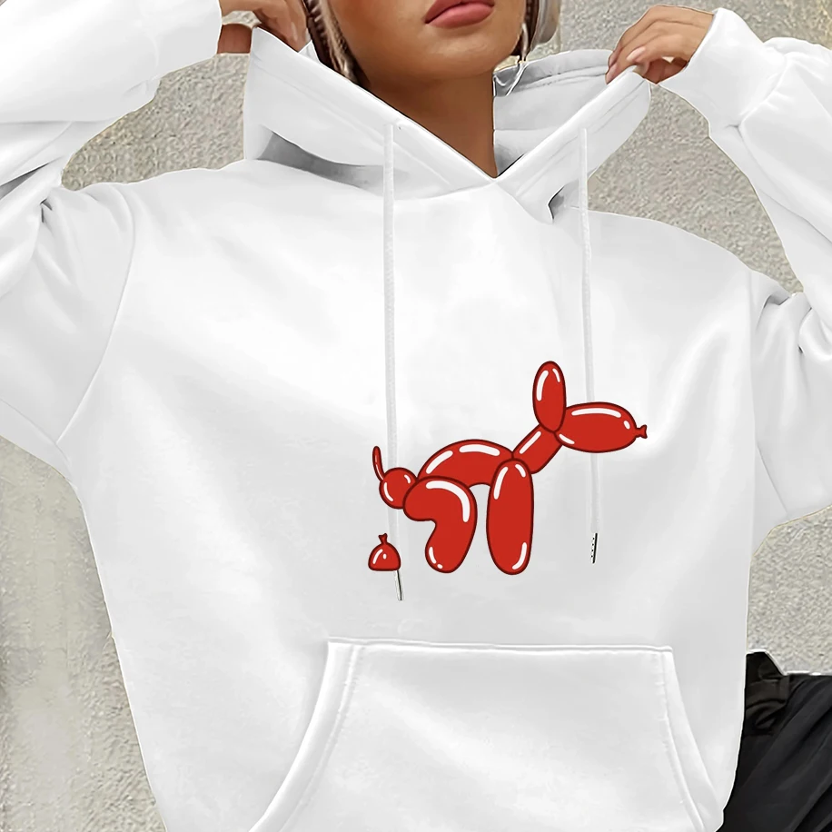 

Interesting Balloon Dog Poop Pattern Long Sleeves Men Women Hoodie Loose Casual Hip-hop Top Fashion Graffiti Unisex Pullover