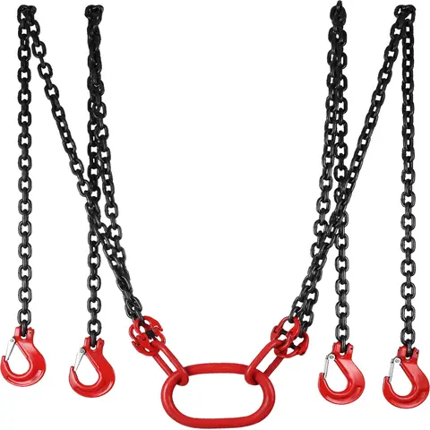 SucceBuy Lifting Chain Sling Lifts 5 T 1.5M 3M 4M X 5/16 Inch Heavy Duty With 4 Legs Grade Hooks and Adjuster G80 Alloy Steel