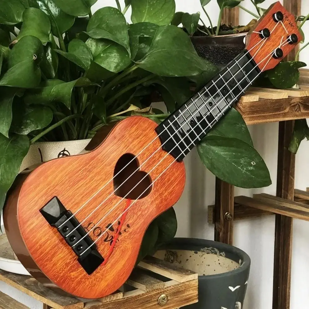 4 Strings Ukulele Musical Instrument Toy Yukrili Toys Adjustable String Knob Simulation Ukulele Toy Playable Classical