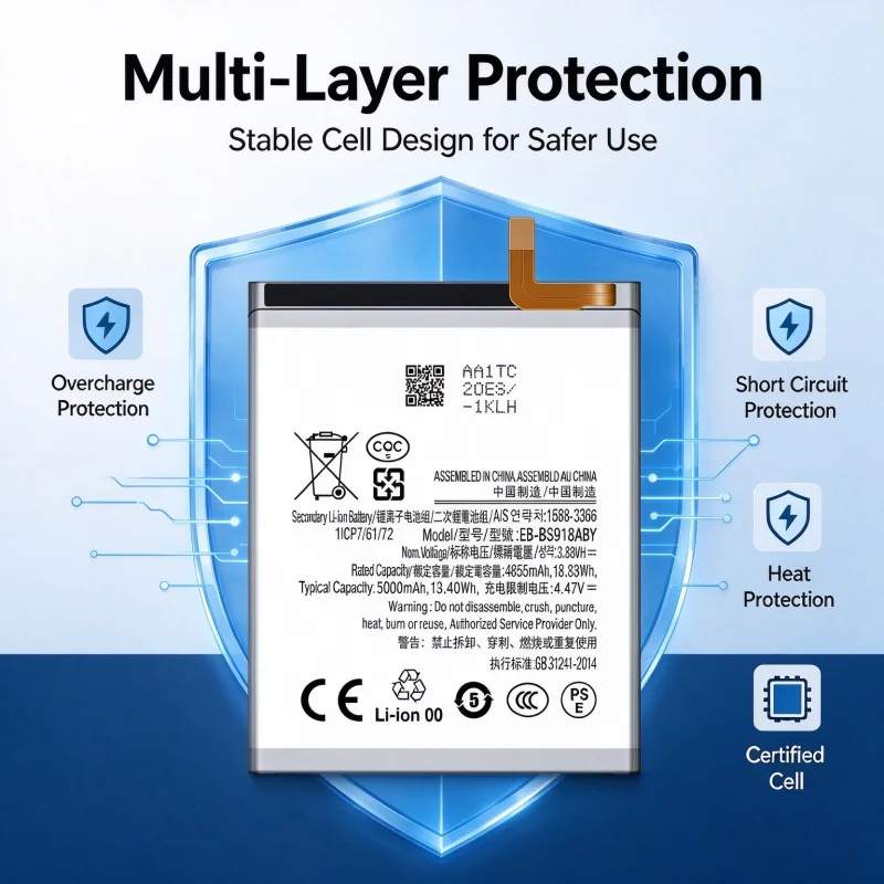 5000mAh Large Capacity EB-BS918ABY Suitable for Samsung S23 Ultra New Mobile Phone Battery Long Lasting Battery Life