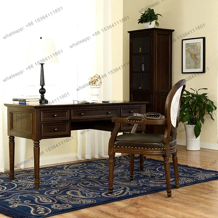 

American retro desk European study writing desk old solid wood desk can be customized furniture