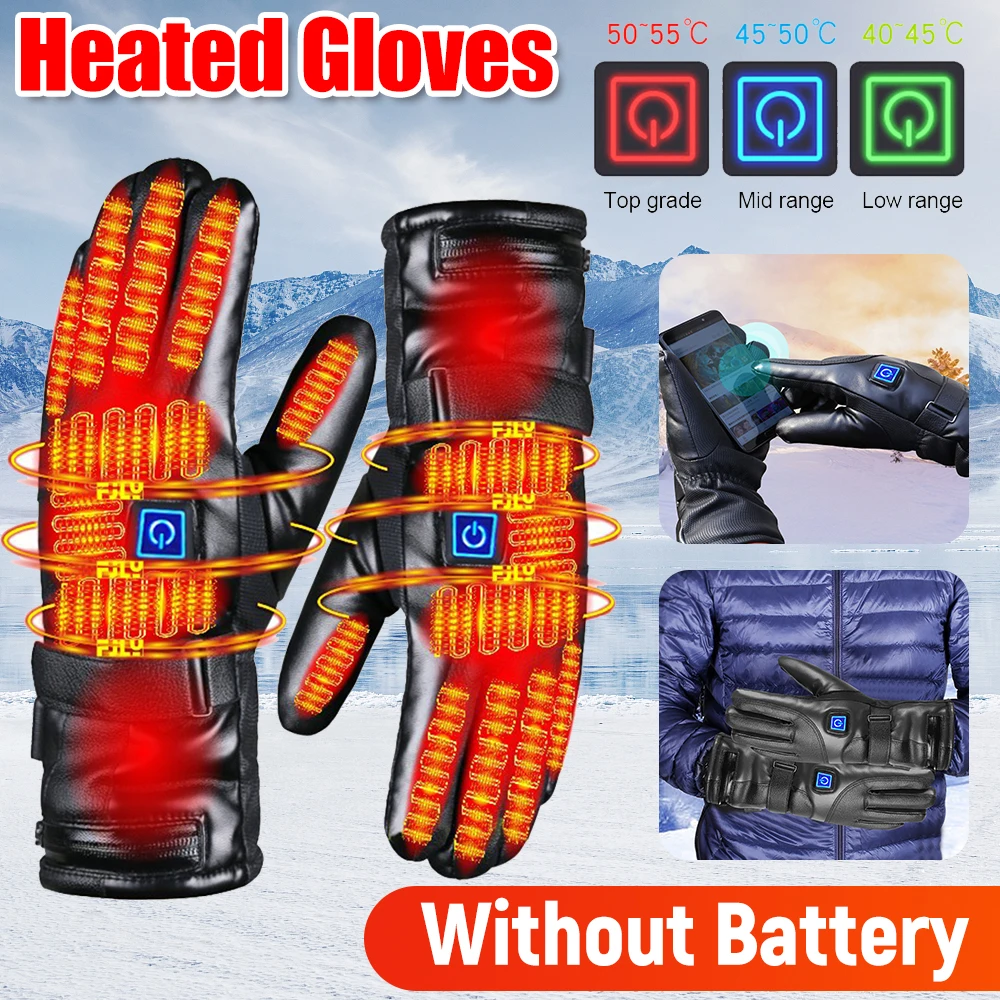 New Heated Gloves, Rechargeable Electric Heating Ski Gloves for Men Women, Winter Warm Thermal Gloves for Skiing Hiking Camping