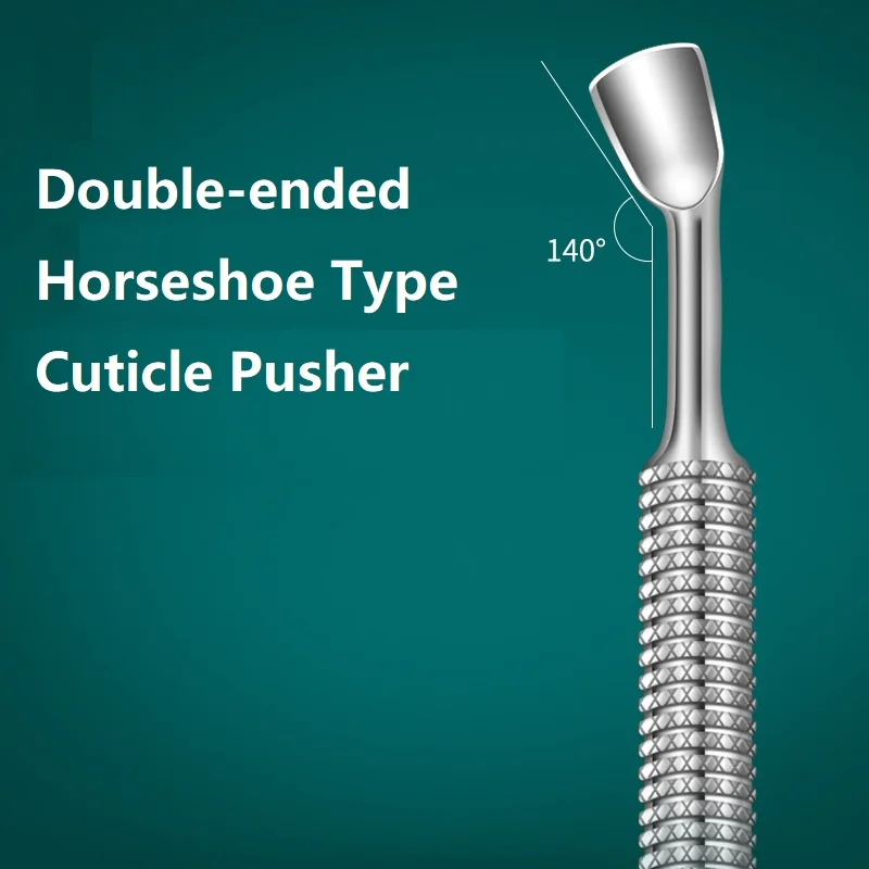 Manicure Cuticle Pusher Double-end Horseshoe Shape Nail Gel Polish Remover Peeler Scraper Stainless Steel Manicure Tool