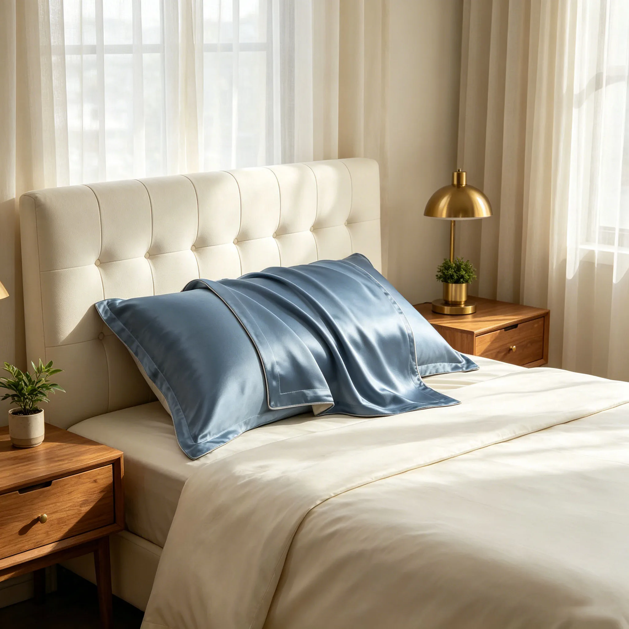 40 Momme Silk Pillowcase Front Side 100% Mulberry Silk Back Side Polyester Pillowcase 48x74cm Pillow Core Hair Skin Home Hotel
