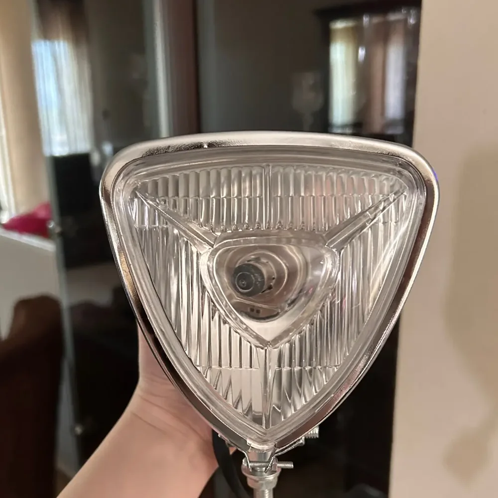 Vintage Motorcycle LED H4 Headlight Retro Triangle Headlamp HALOGEN LIGHTS for Harley Chopper Cruisers Bobber Custom Cafe Racer