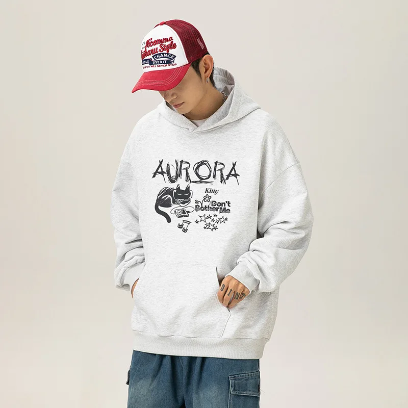男性用フード付きスウェットシャツ,日本のアニメカットプリント,原宿ファッション,ゆったりとしたセーター,ユニセックスストリートウェア,y2k