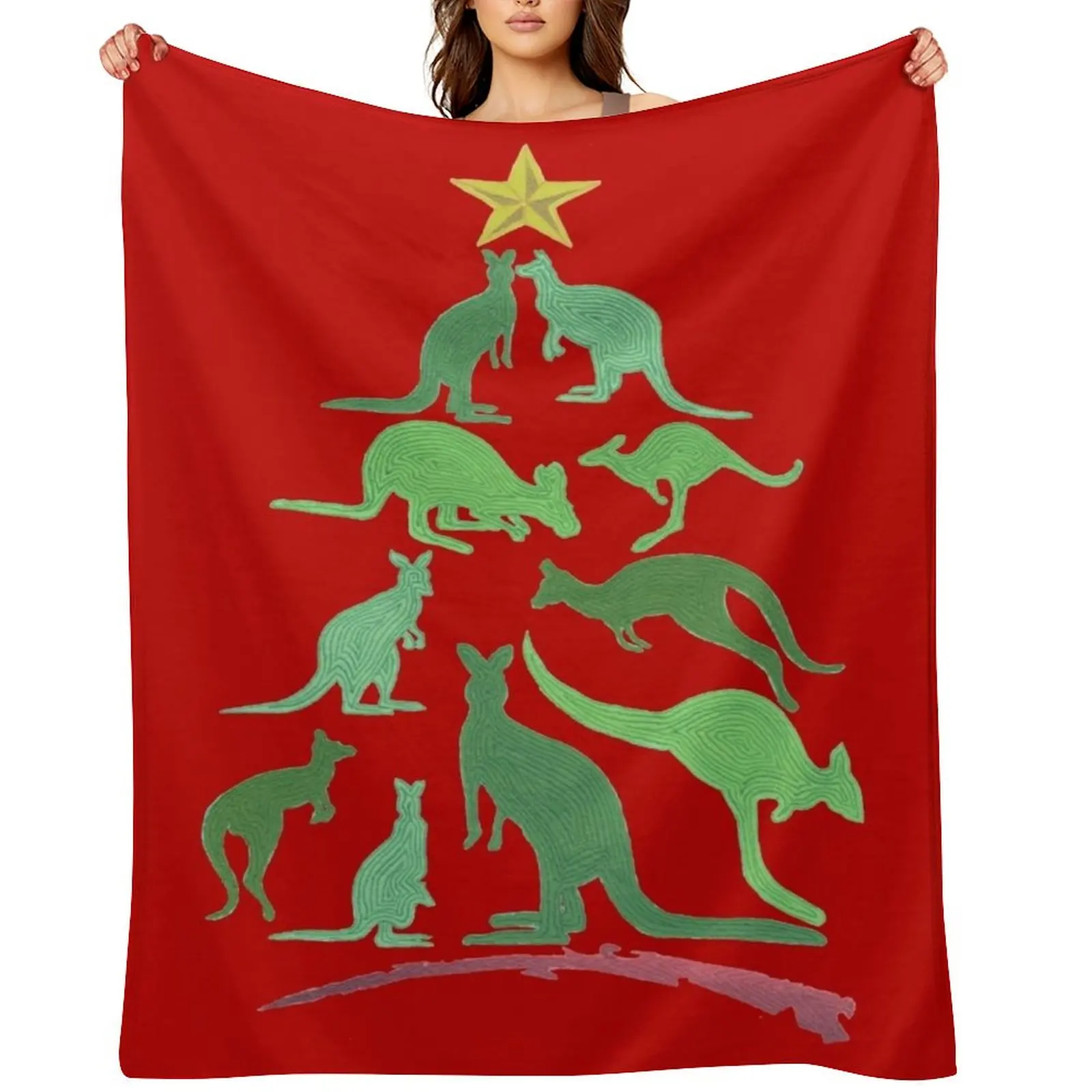 

Kangaroo Christmas Throw Blanket valentine gift ideas Thin Hairy sofa bed Blankets