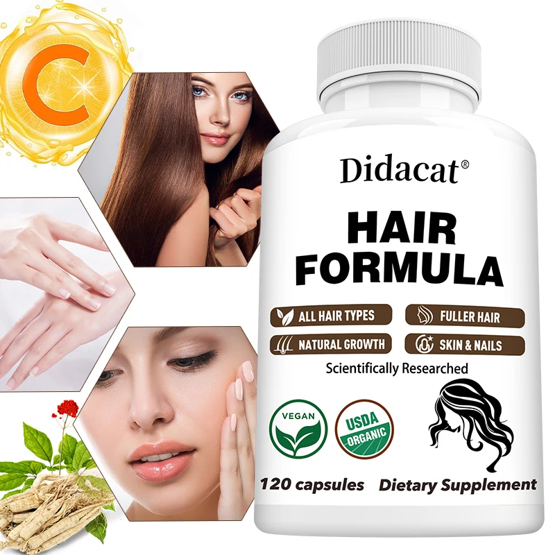 Hair Formula Supplements - Biotin, Minerals, Vitamins C D and B12 for Healthy Hair, Skin and Nails Support for Men and Women