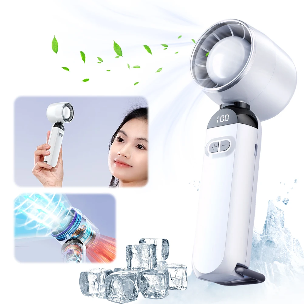 

High-Speed Folding Fan LED Digital Display Adjustable Cooling Fan USB Rechargeable for Camping Hiking Outdoor Activities