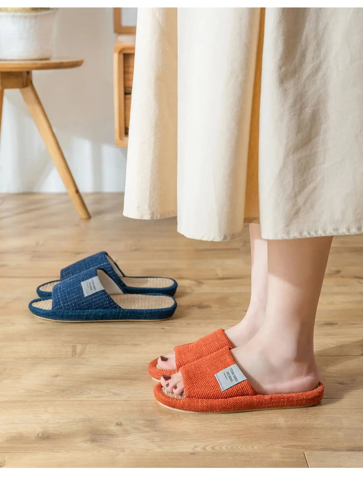 TZLDN Summer Women Home Slippers Linen Summer Lightweight Flat Sandals Breathable Comfortable Non-Slip Slides Indoor Men Slipper