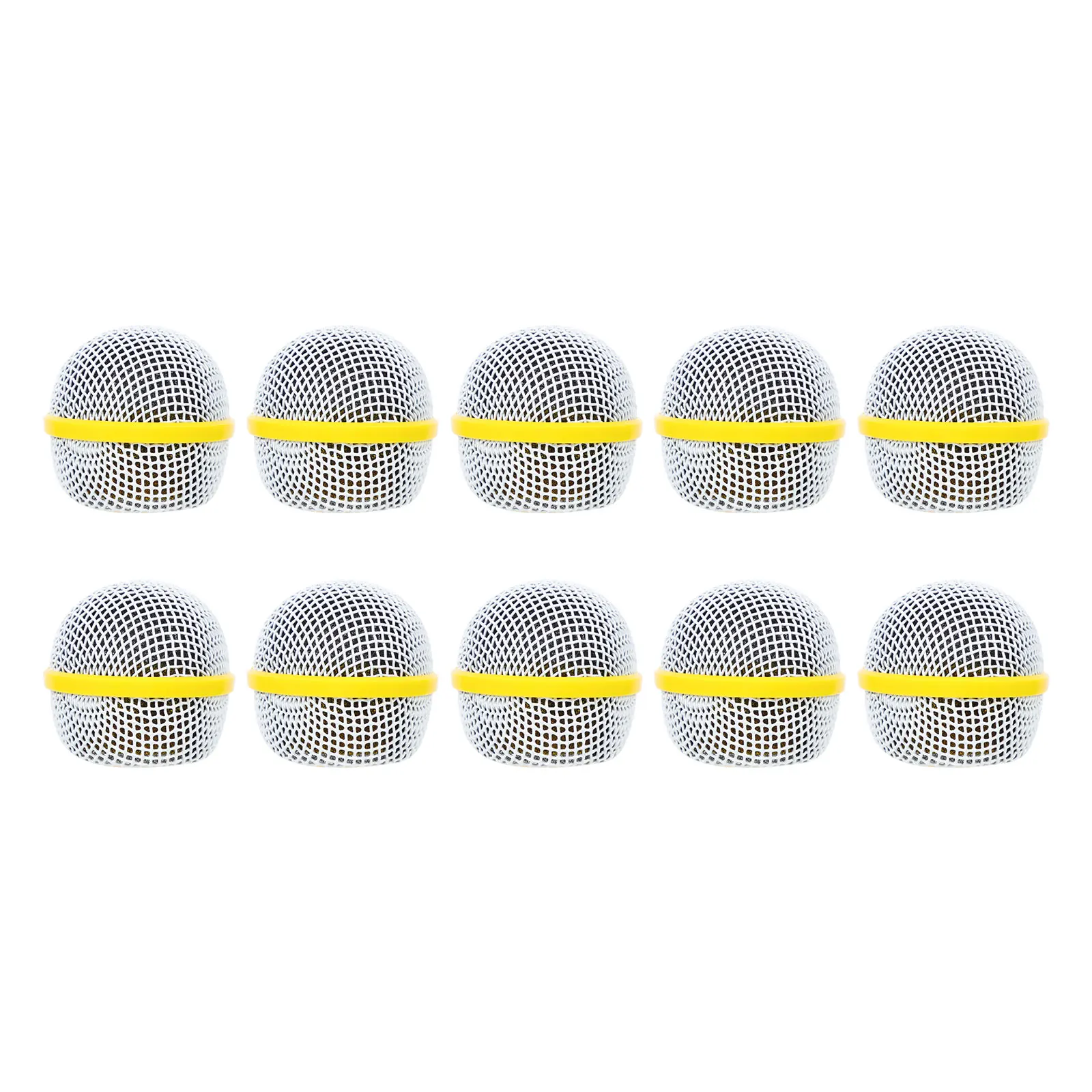 

10 Pcs Microphone Grille Mesh Ball Head Replacement White Disposable Net Cover for Mic Accessories Metal Parts