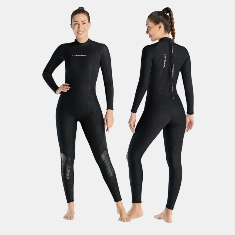 

3mm Women's Long Sleeve Neopren UV Back Zip One-Piece Black Full Wetsuit Diving Surfing Suits Snorkeling Freediving Swimming