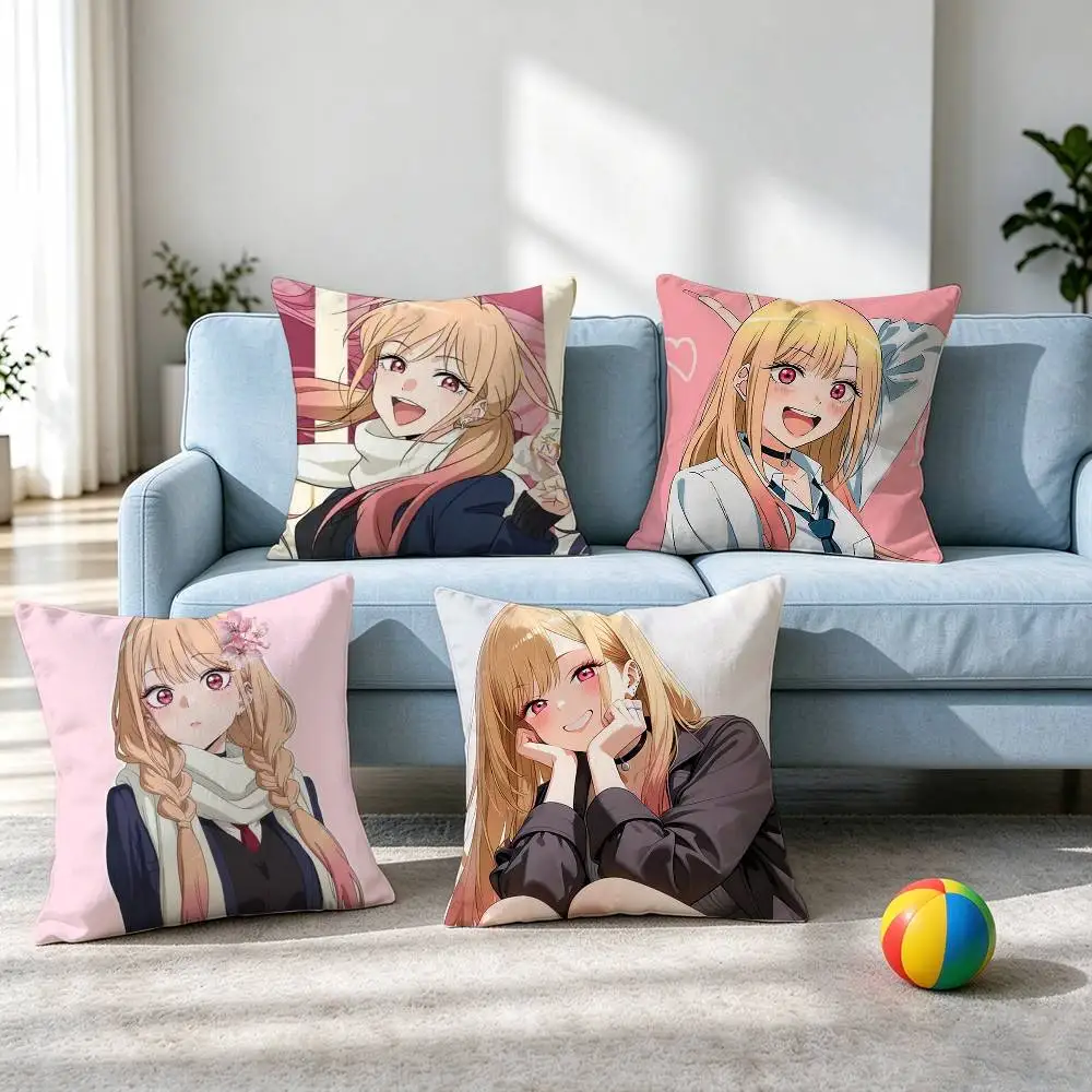 My Dress-Up Darling Marin Kitagawa  Square Double-Sided printed Pillow Case Bedroom Bedside Pillow Sofa Cushion Cover Gift