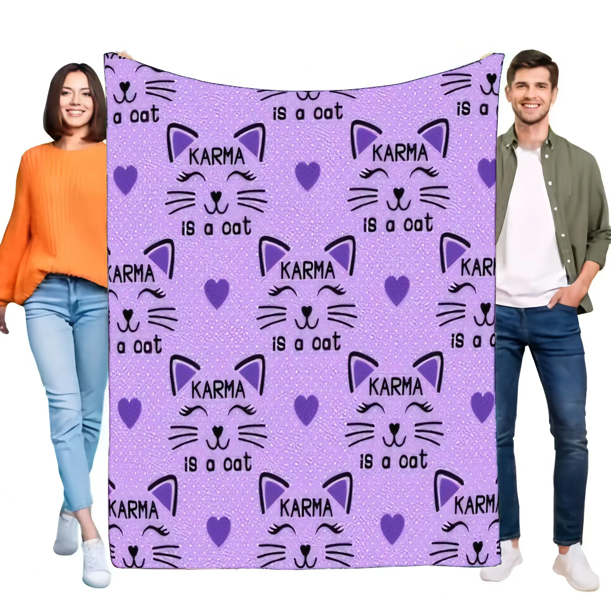 Karma Manta con estampado de gato, suave y acogedora, para cama, sofá, bonito regalo ligero para amantes de los gatos, perfecta para decoración del hogar y calidez