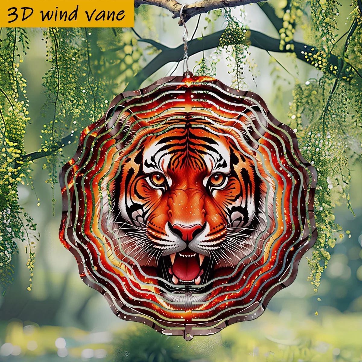 CIFBUY Realistic Wild Tiger Wind Spinner Metal Hanging Art Decor for Backyard Porch Home Outdoor Decoration