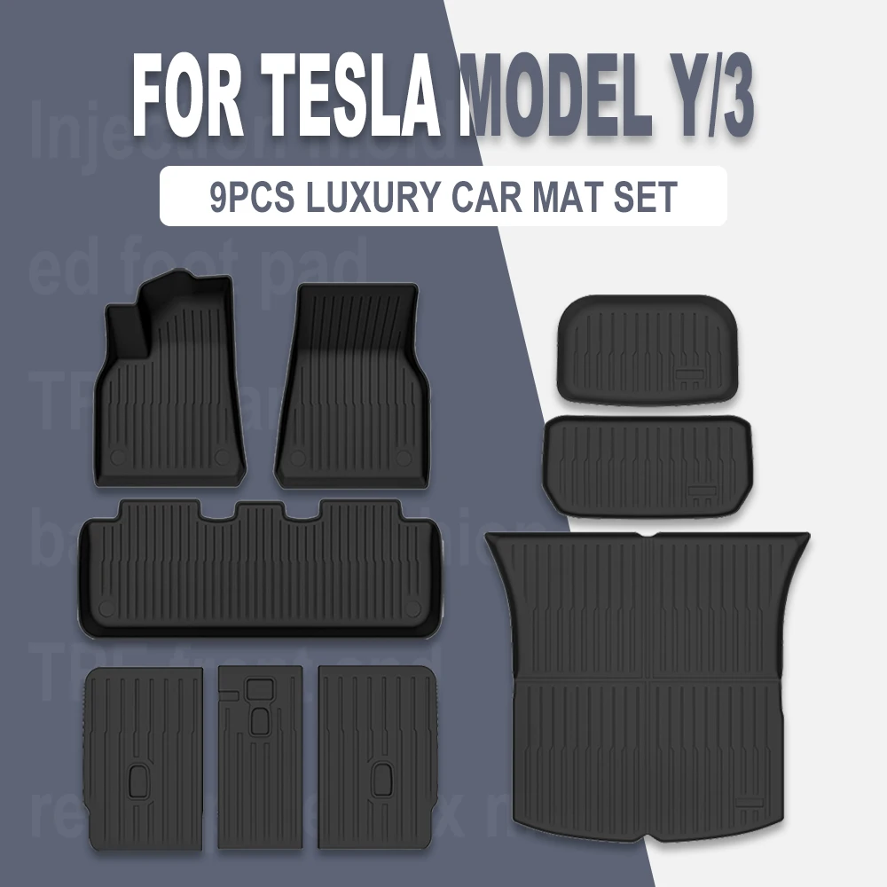 

For Tesla Floor Mats Model Y Model 3 2024 Left Rudder Luggage Mat TPE waterproof Anti-Slip Set Floor Liner Mat