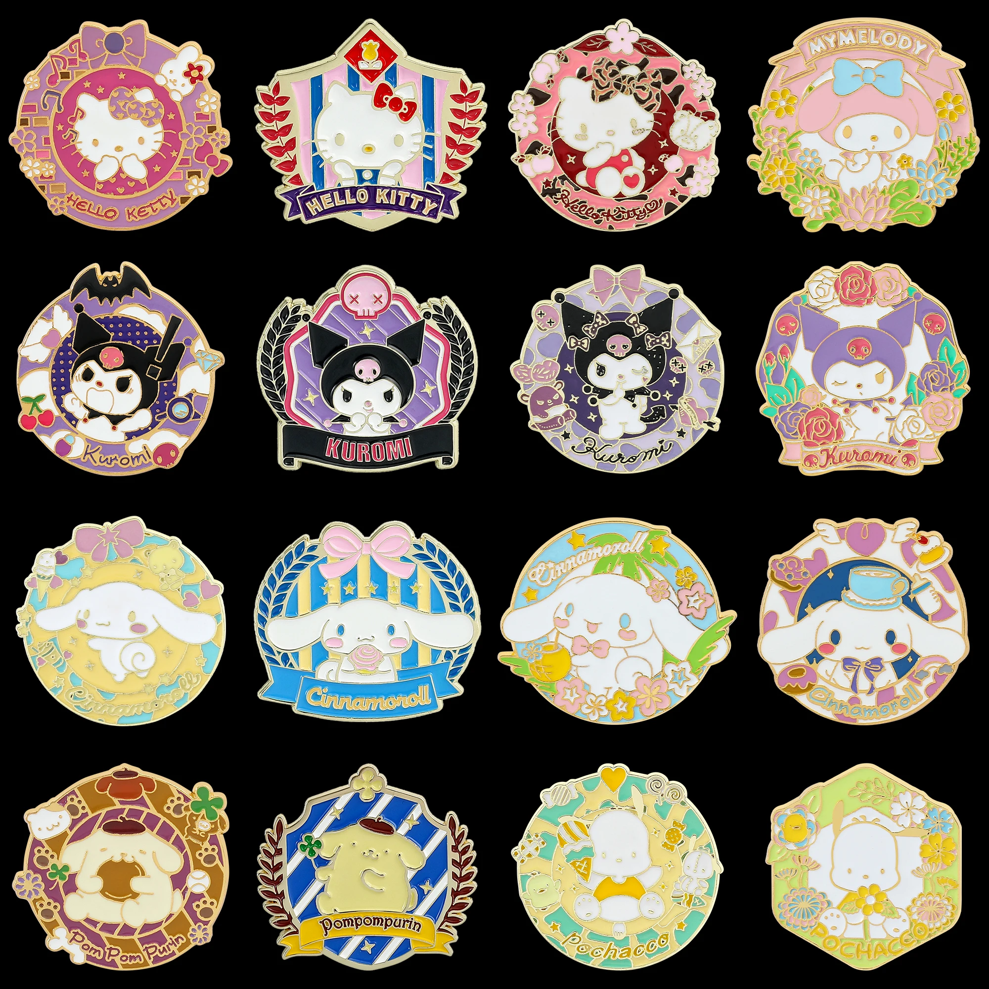 Vendita all'ingrosso Anime Hello Kitty Spille smaltate per giacca Badge Spilla Accessori Simpatiche spille Kuromi Melody per regalo di gioielli per ragazza