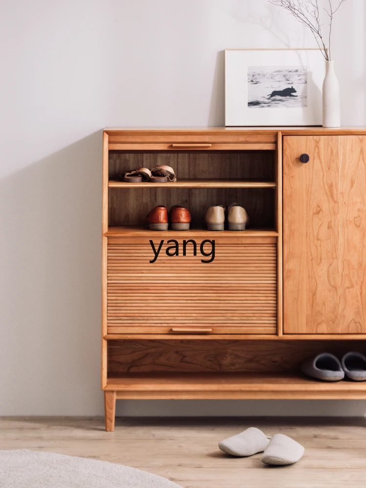 

LH solid wood entrance shoe cabinet pure solid wood household door shoe rack with cabinet door