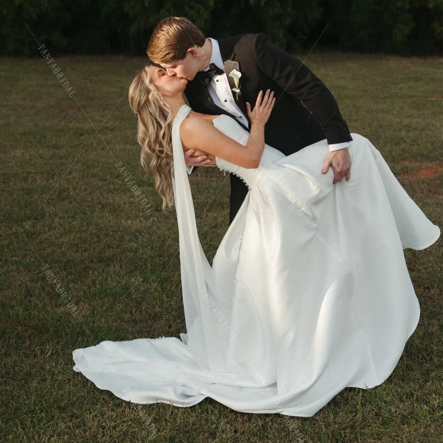 Elegant Long Chiffon Detachable Wedding Scarf For Women Simple Bridal Neck Tie Without Dress Bohomian Bridal Neck