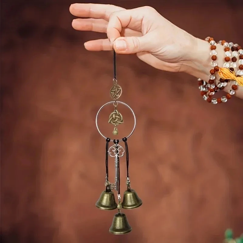 1pc Witch Bell Doorknob Hanging Decorative Wicker Wind Chime Home Decoration