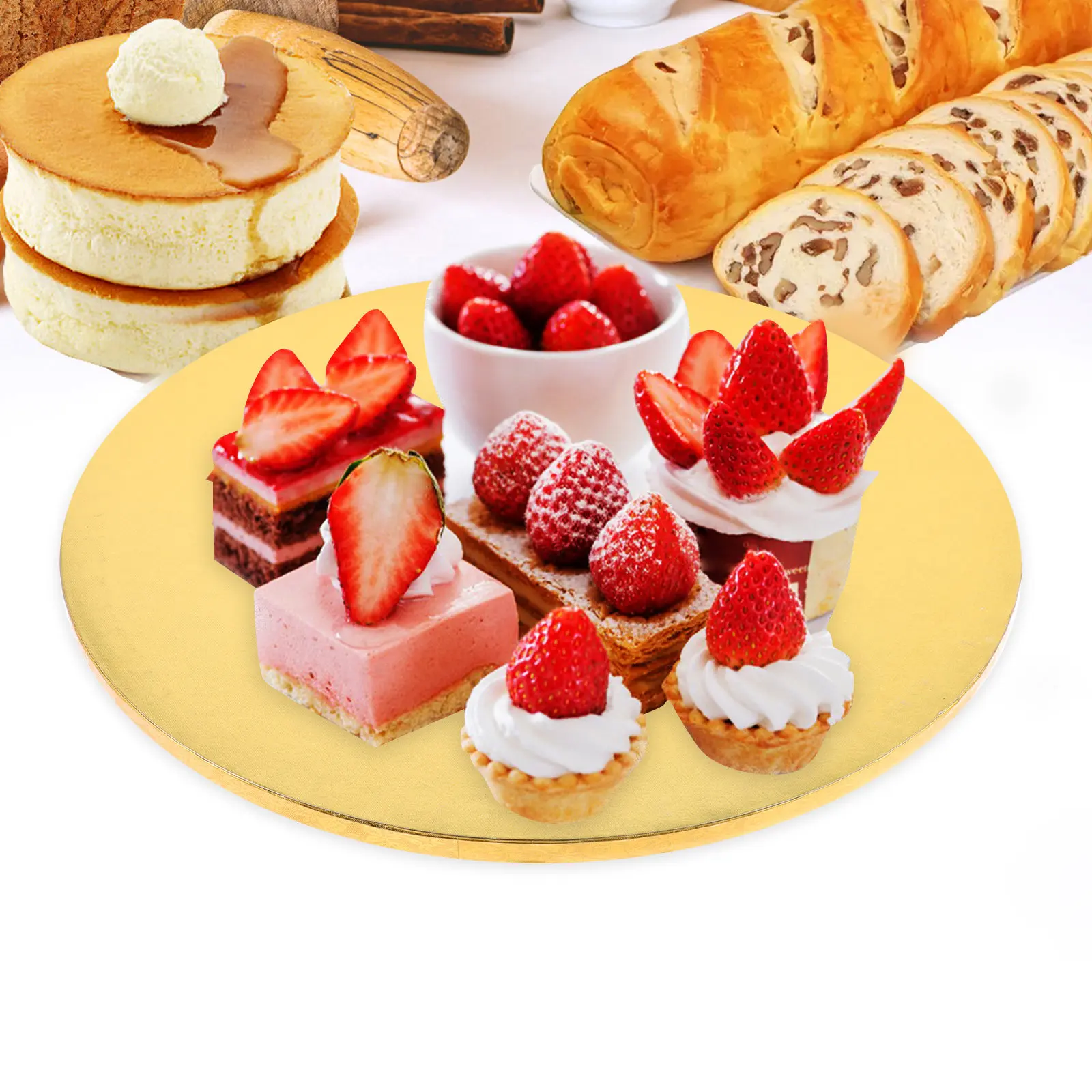 Round Cake Transfer Board Aluminum Foil Corrugated Paper Sturdy Luxury Delicate Serving Decorating Transporting Dessert Cake