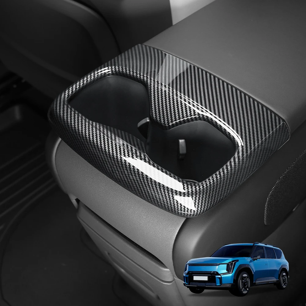 

For Kia EV9 2024 Accessories Car Rear Water Cup Holder Trim Full Cover Interior Modification LHD/RHD