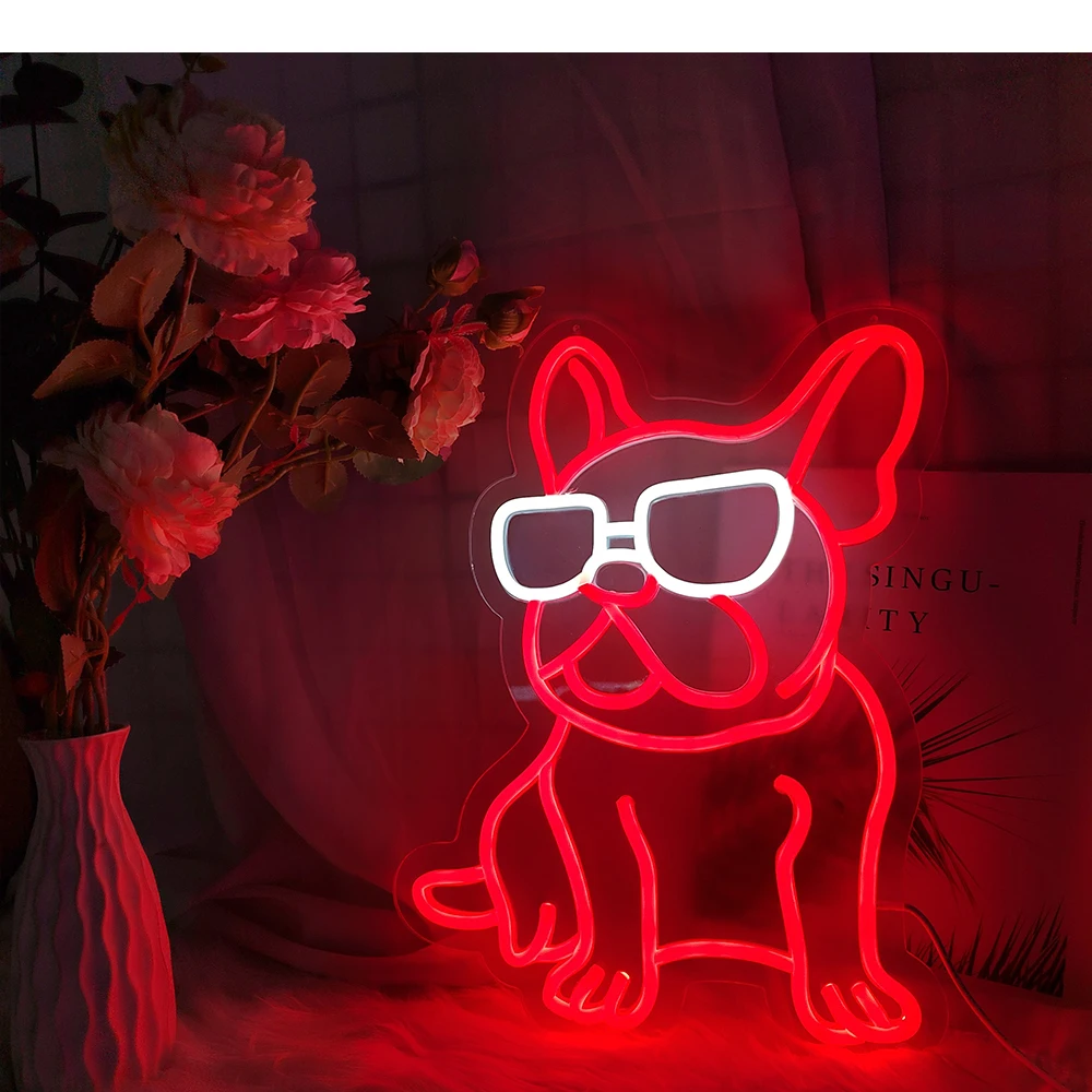 Cute Dog LED Neon USB Pet Shop Business Logo Bedroom Wall Decoration Luminous Neon Acrylic Light Sign