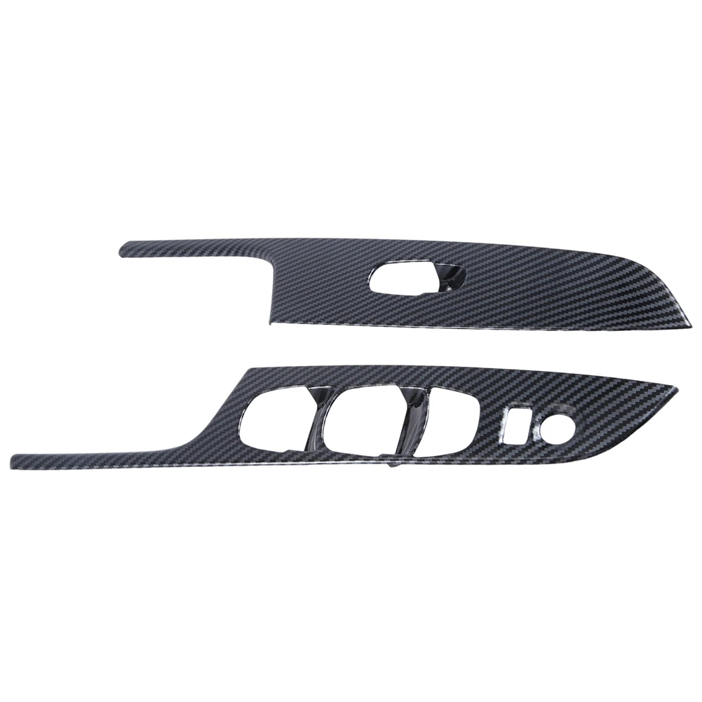 1 مجموعة ألياف الكربون البلاستيك سيارة الجبهة كأس الماء حامل غطاء إطاري ونافذة رفع لوحة التبديل ملصق الكسوة الملحقات #4