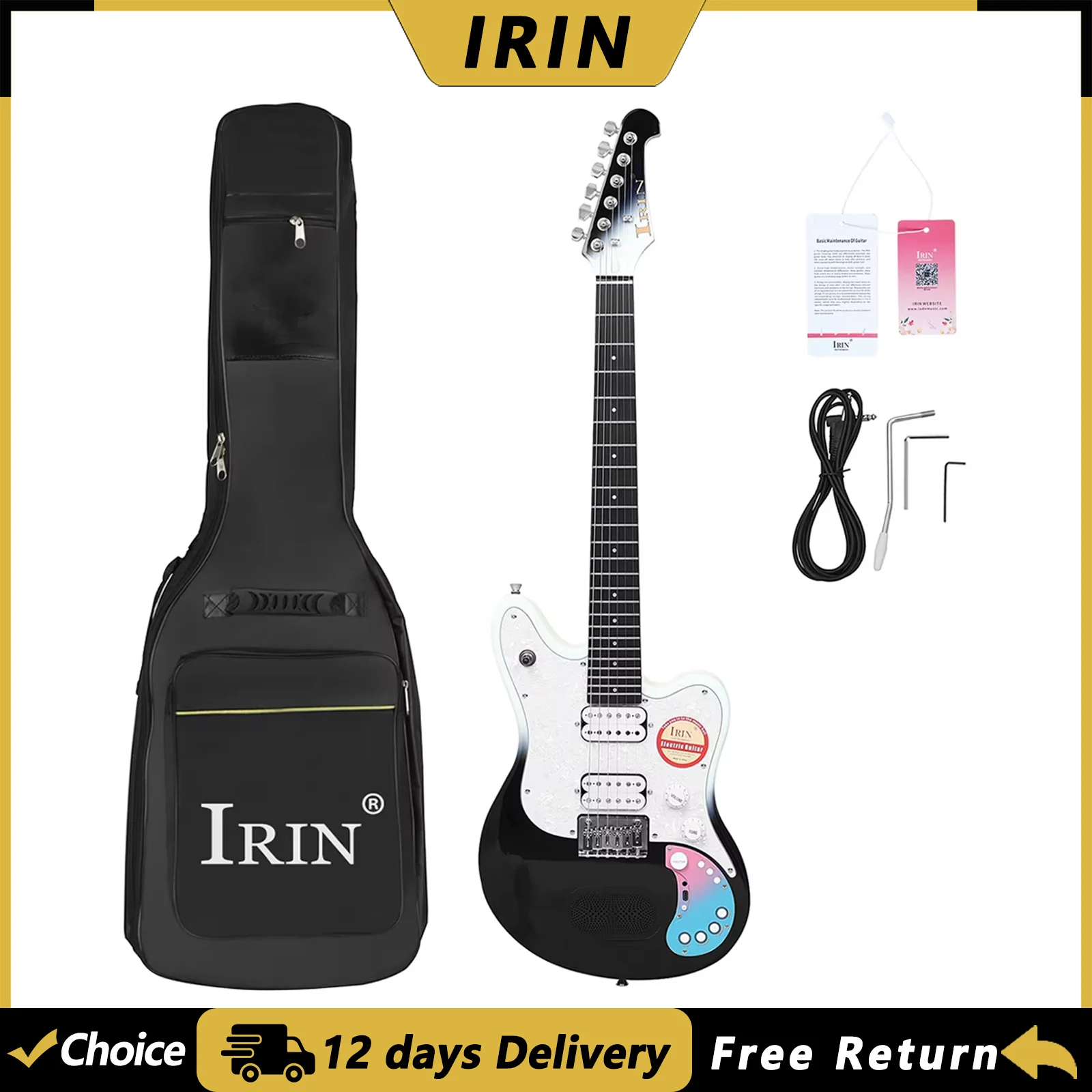 IRIN 6 Strings Smart Electric Guitar 24 Frets Electric Guitarra with Bag Built-in Amplifier BT Clear/Overdrive/Distortion Effect