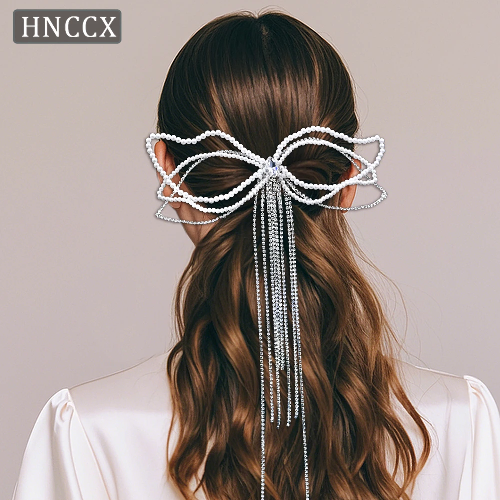 

YouLaPan Fashionable Pearl Tassel Hair Clip Paired With Rhinestone Exquisite Women Wedding Banquet Dance Hair Accessories HP619