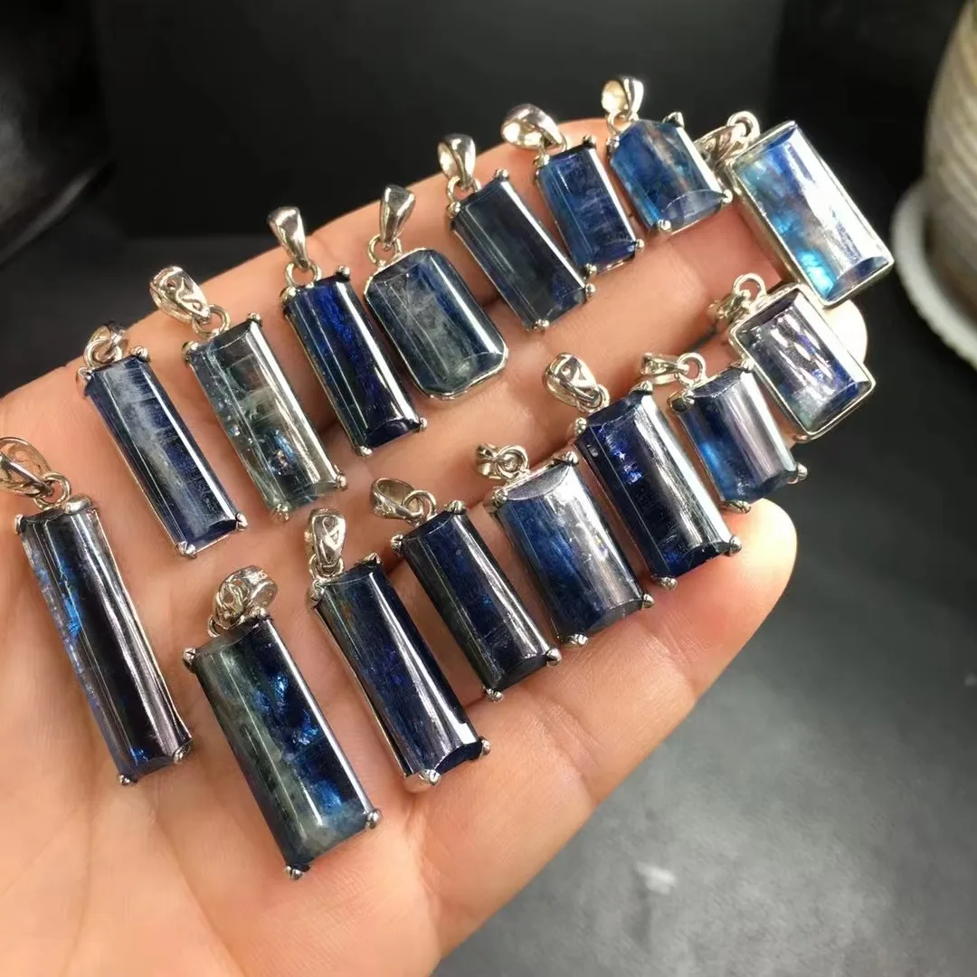 Unit One Piece 925 Silver Buckle With Good Quality Natural Kyanite Crystal Healing Square Plate Pendant