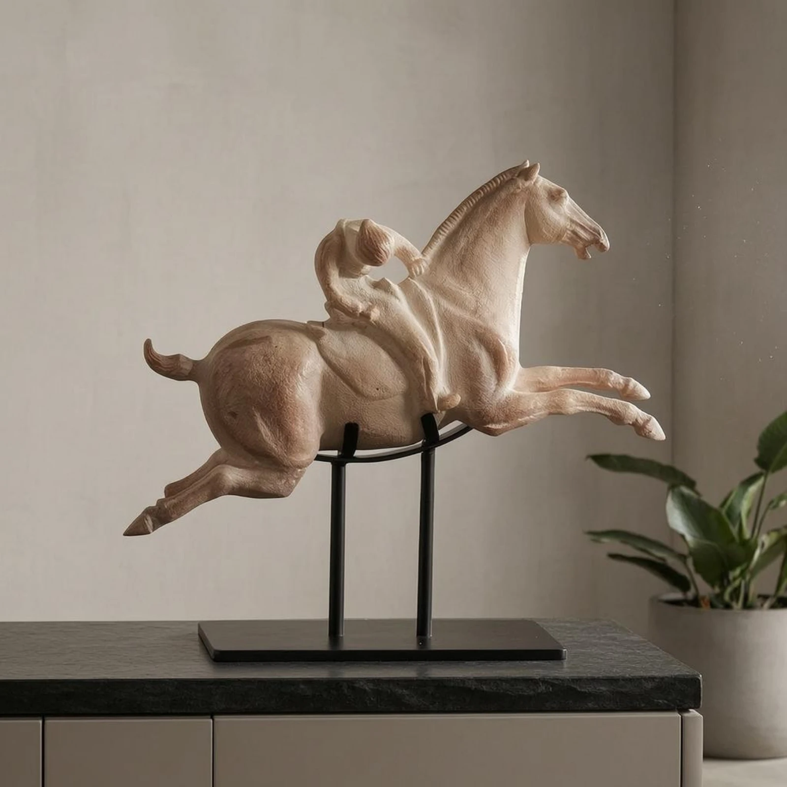 Polo Player Sculpture Resin Horse and Jockey Statue Horse Jockey Statue Decorative Home Decor Fine Workmanship