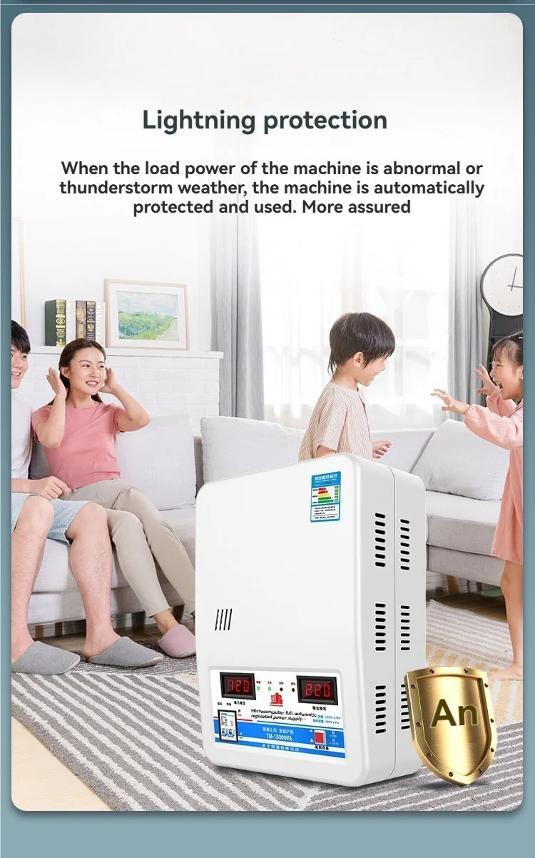 منظم جهد مكيف الهواء الأوتوماتيكي بالكامل، جهد 220، طاقة عالية، مثبت منزلي تجاري، 20 كيلو وات