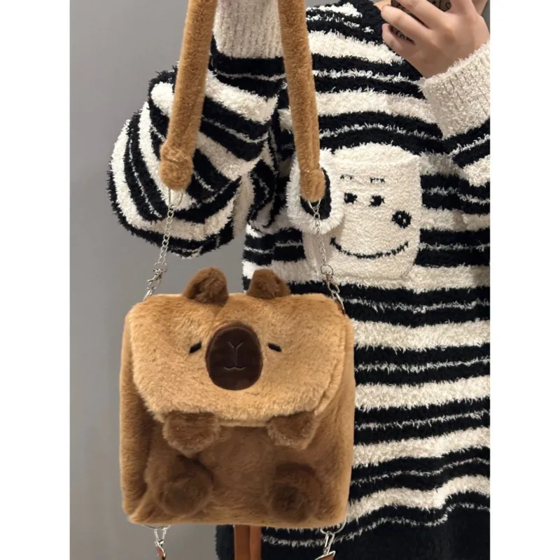 Multifunktion ale Capybara Tasche niedlichen Plüsch Tier Umhängetasche große Kapazität Student Rucksack schicke Cartoon Capybara Umhängetasche