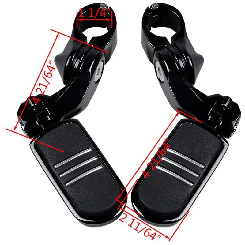 Motorcycle Foot Pegs Footrest Pedal Pad for Dyna Softail Cat Prints Style 32Mm 1.25 Inch Black