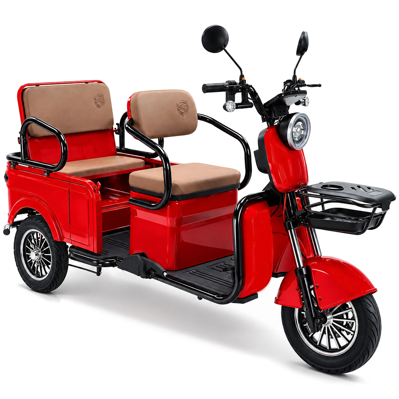 2-Seater Electric Tricycle, Multi-Functional E-Trike for Passenger and Cargo, 800W Brushless Motor, 60V 20Ah Battery, Roomy Interior, Heavy Duty 3-Wheeler for Daily Use
