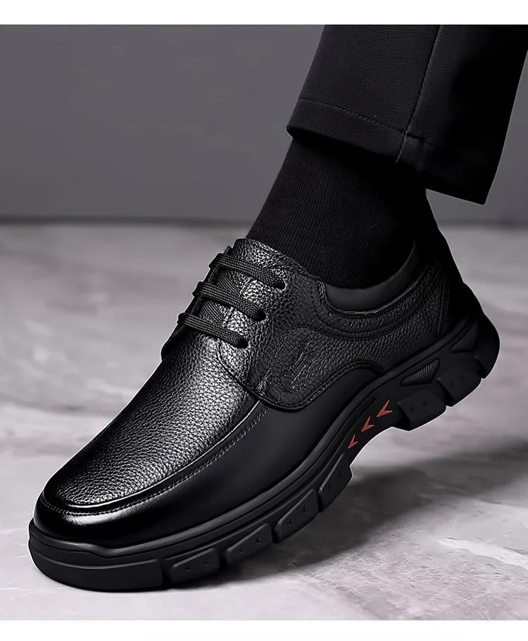 Herren Business-Schuhe mit weicher Sohle, rutschfest, strapazierfähig, Schnürschuhe aus Leder im britischen Stil, lässige, trendige Vater-Schuhe – Detail 16
