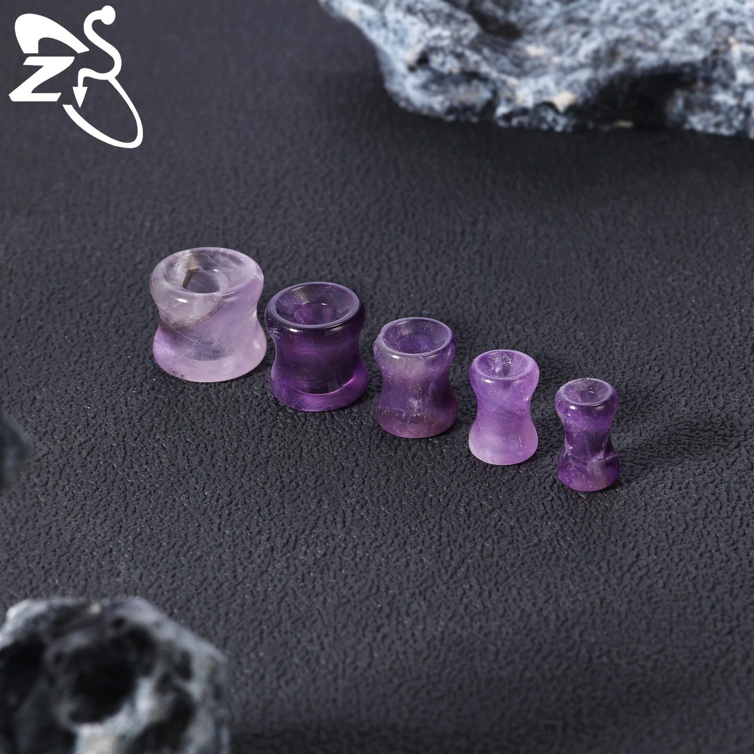 ZS 1 Pair Opal Stone Ear Plug And Tunnel Double Flared Large Gauges 5/6/8/10/12MM Hollow Ear Stretcher Expander Piercing Jewelry