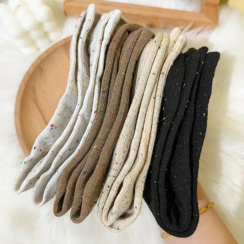 Women\'s Socks Korean Style Trendy Breathable Casual Dots Cartoon Crew Socks for Girls Novelty Color Warm Socks Comfortable Soft