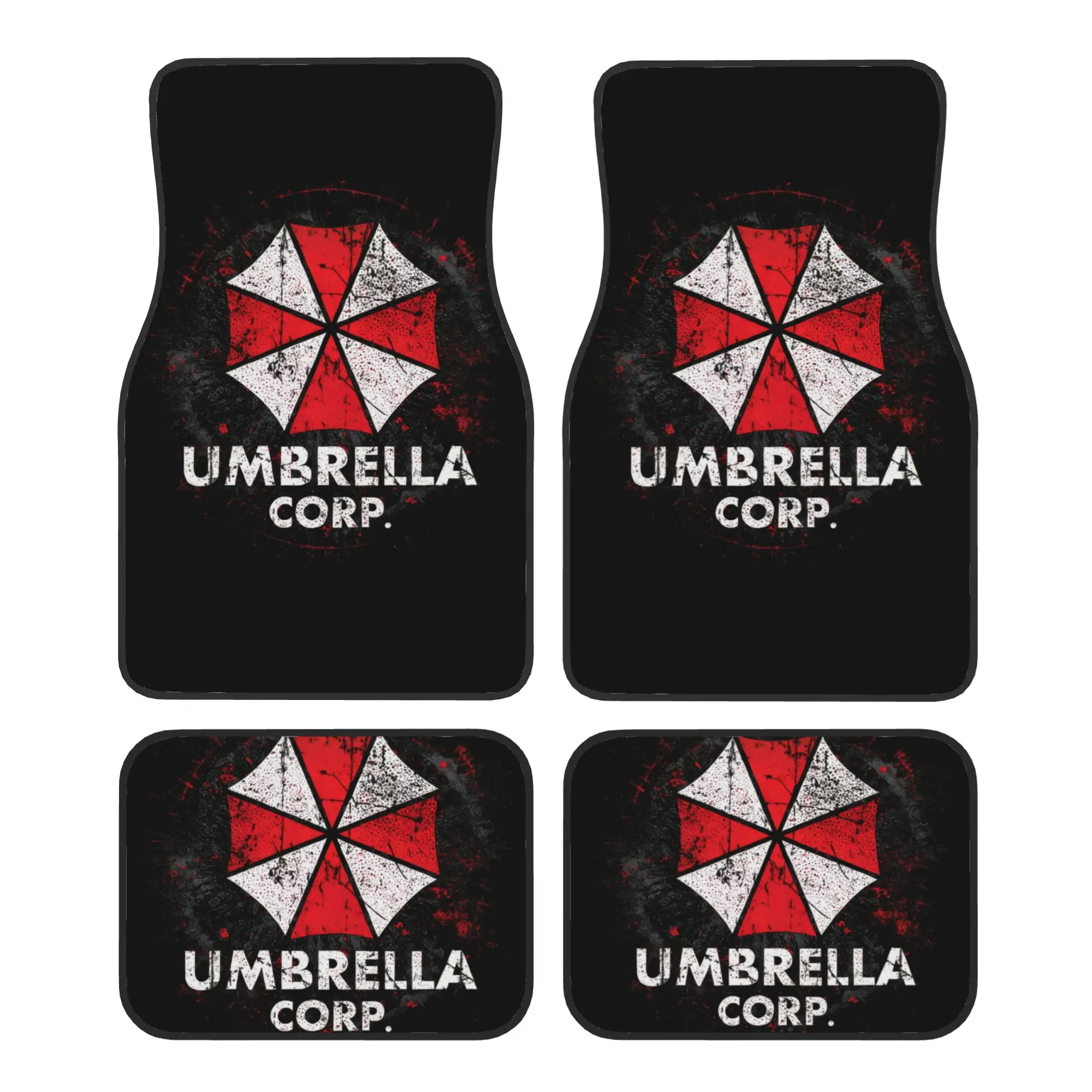 Umbrella Resident Evils 4PCS Crystal Velvet Car Floor Mats Set  Universal Front Rear Foot Mats Car Interior Floor Protection Mat