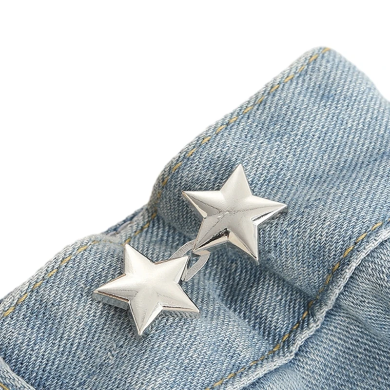 1 zestaw regulowana klamra w talii kształt gwiazdy guzik do spodni dżinsowych odpinany napinacz talii ze stopu dodatki odzieżowe DIY narzędzie do szycia
