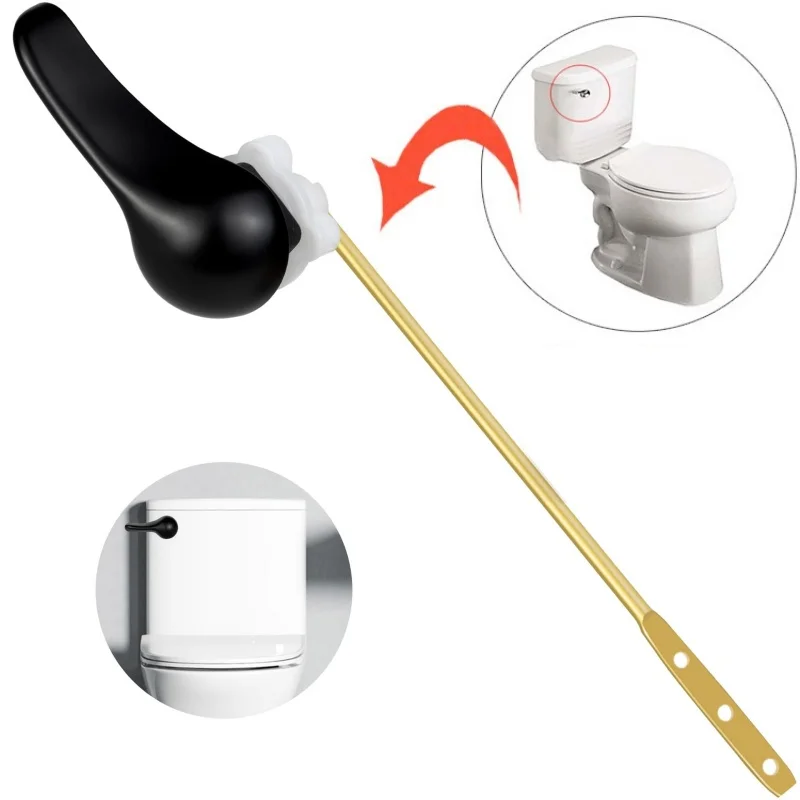 Universal Toilet Tank Flush Lever Chrome Finish Handle Fitting Assembly Tank Accessory Bathroom Replacement Tools