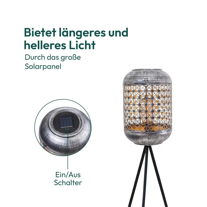 في الهواء الطلق مصباح أرضي معدني الشمسية مقاوم للماء الباعثة للضوء ديود مصباح أرضي شرفة ترايبود الإضاءة المستدامة حديقة الديكور