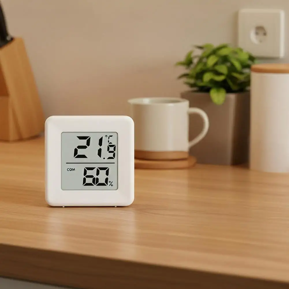 

Mini Digital Thermometer Hygrometer for Room - LCD Temperature & Humidity Gauge with Wall Mount Sensor For Home